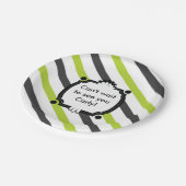 Groen en zwart gestreept Baby shower Papieren Bordje (Gekanteld)