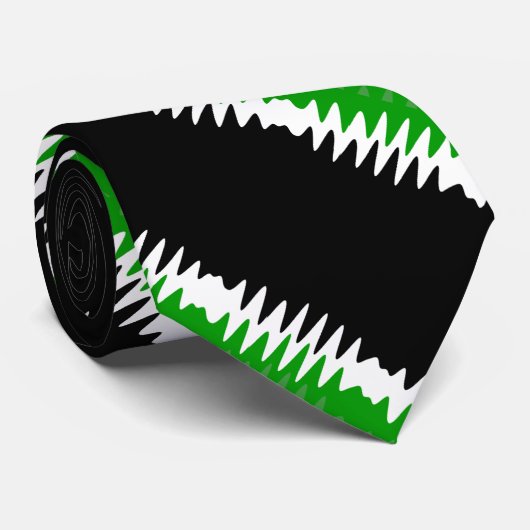 Groen en Zwart Gestreept Wiggly Stropdas (Opgerold)