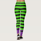 Groen en zwart gestreepte Halloween Witch Leggings (Achterkant)