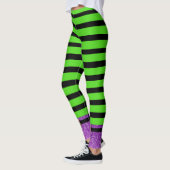 Groen en zwart gestreepte Halloween Witch Leggings (Links)