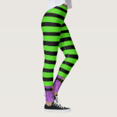 Groen en zwart gestreepte Halloween Witch Leggings (Rechts)