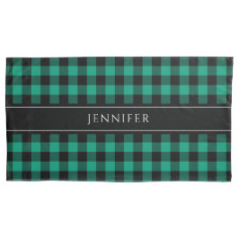 Groen en zwart Gingham Pset Farmhouse Patroonnaam Kussensloop