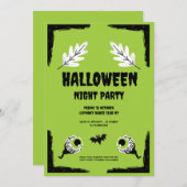 Groen en zwart Halloween-feest, Halloween-feest Feestdagenkaart (Voorkant / Achterkant)