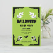 Groen en zwart Halloween-feest,  Halloween-feest  Feestdagenkaart (Staand voorkant)