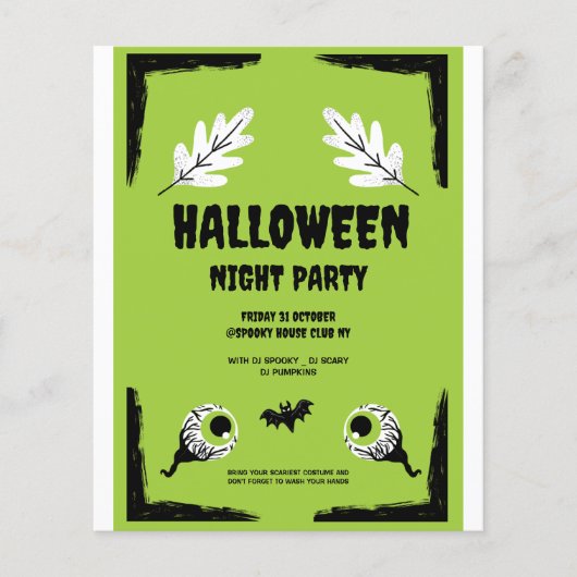 Groen en zwart Halloween-feest,  Halloween-feest  Flyer (Voorkant)