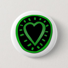 Groen en zwart hart -1- ronde button 5,7 cm