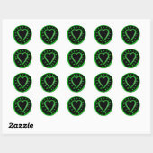 Groen en zwart hart 1 Ronde Sticker (Vel)