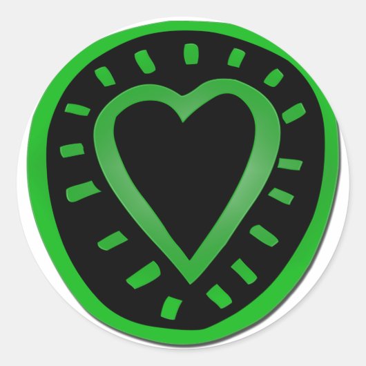 Groen en zwart hart 1 Ronde Sticker (Voorkant)