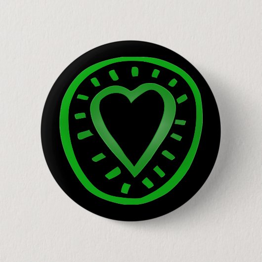 Groen en zwart hart -2- ronde button 5,7 cm (Voorkant)