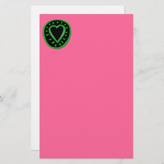Groen en zwart hart -3- briefpapier (Voorkant / Achterkant)