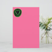 Groen en zwart hart -3- briefpapier (Staand voorkant)