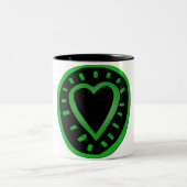 Groen en zwart hart tweekleurige koffiemok (Center)