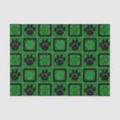 Groen en Zwart Herhalende Pawprint Tissuepapier (Voorkant)