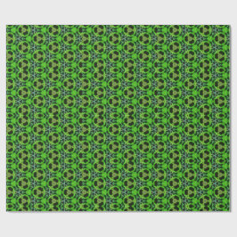 Groen en zwart Kaleidoscoop Fractal Patroon Cadeaupapier