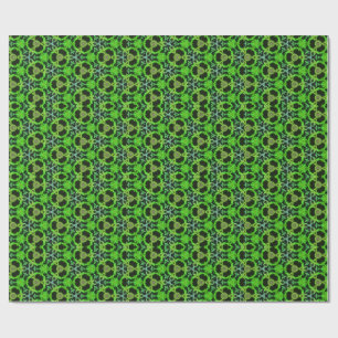 Groen en zwart Kaleidoscoop Fractal Patroon Cadeaupapier