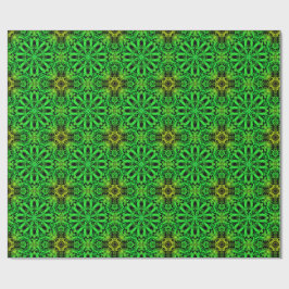 Groen en zwart Kaleidoscoop Fractal Patroon Cadeaupapier