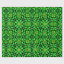Groen en zwart Kaleidoscoop Fractal Patroon Cadeaupapier