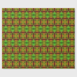 Groen en zwart Kaleidoscoop Fractal Patroon Cadeaupapier