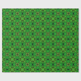 Groen en zwart Kaleidoscoop Fractal Patroon Cadeaupapier