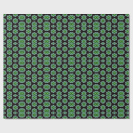 Groen en zwart Kaleidoscoop Fractal Patroon Cadeaupapier
