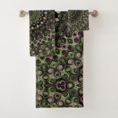 Groen en zwart Kaleidoscoop Mandala Patroon Bad Handdoek (Insitu)