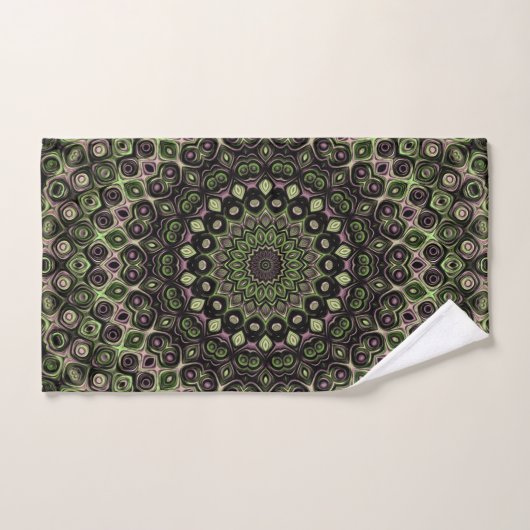 Groen en zwart Kaleidoscoop Mandala Patroon Bad Handdoek (Handdoek)