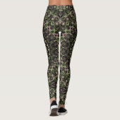 Groen en zwart Kaleidoscoop Mandala Patroon Leggings (Achterkant)
