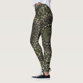 Groen en zwart Kaleidoscoop Mandala Patroon Leggings (Links)