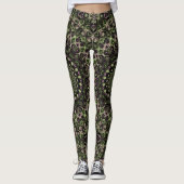 Groen en zwart Kaleidoscoop Mandala Patroon Leggings (Voorkant)