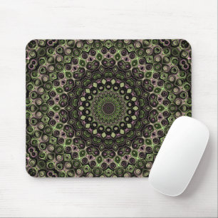 Groen en Zwart Kaleidoscoop Mandala Patroon Muismat