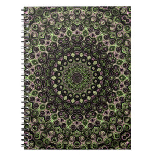 Groen en Zwart Kaleidoscoop Mandala Patroon Notitieboek