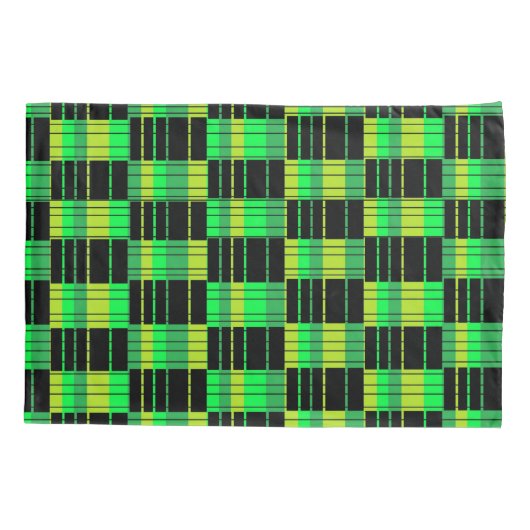 Groen en zwart kussen Hoesje met geruite patroon Kussensloop (Achterkant)