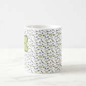 Groen en zwart Lacrosse-teken en hartpatroon Koffiemok (Center)