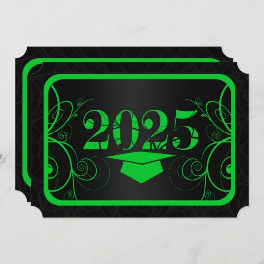 Groen en zwart Lijst Afstuderen Kaart (Voorkant / Achterkant)