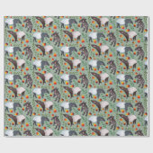 Groen en zwart Malayan Tapir Animal Pattern Cadeaupapier (Vlak)