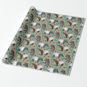 Groen en zwart Malayan Tapir Animal Pattern Cadeaupapier (Uitgerold)
