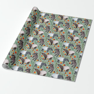 Groen en zwart Malayan Tapir Animal Pattern Cadeaupapier