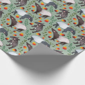 Groen en zwart Malayan Tapir Animal Pattern Cadeaupapier (Hoek)