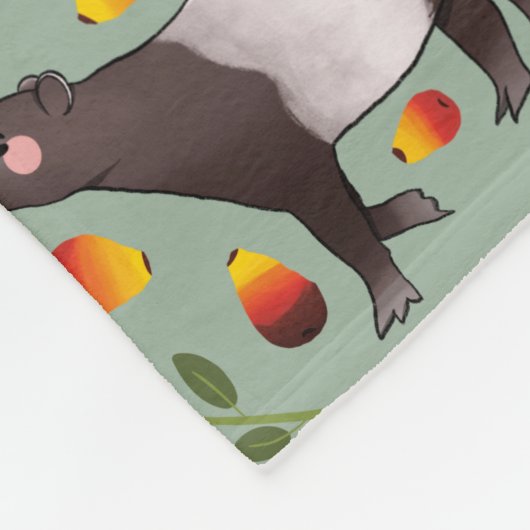 Groen en zwart Malayan Tapir Animal Pattern Fleece Deken (Hoek)