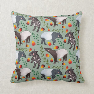 Groen en zwart Malayan Tapir Animal Pattern Kussen