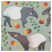 Groen en zwart Malayan Tapir Animal Pattern Stof (Close Up)