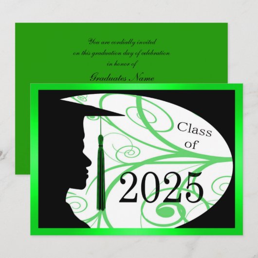 Groen en Zwart Man Silhouette 2025 Kaart (Voorkant / Achterkant)