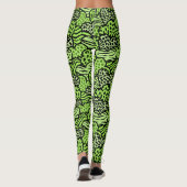 Groen en zwart meisjesachtige dierenprint harten p leggings (Achterkant)