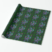 Groen en zwart met blauwe  rozen cadeaupapier (Uitgerold)