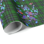 Groen en zwart met blauwe  rozen cadeaupapier (Rol Hoek)