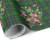 Groen en zwart met  rozen cadeaupapier (Rol Hoek)