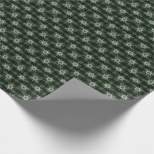 Groen en zwart met schattige witte neusvlokken cadeaupapier (Hoek)