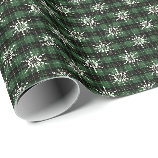 Groen en zwart met schattige witte neusvlokken cadeaupapier (Rol Hoek)