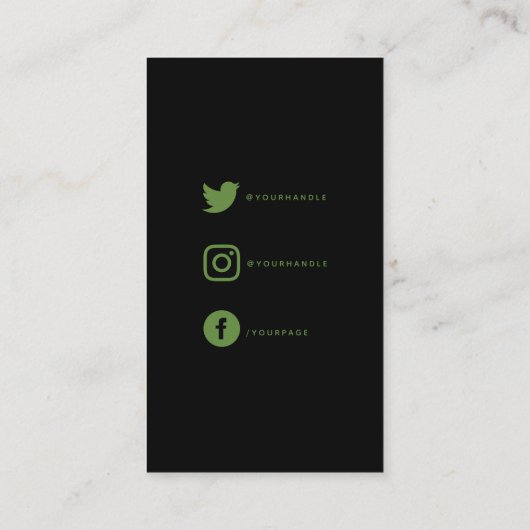 Groen en zwart monstera, sociale links bedankt informatiekaartje (Achterkant)