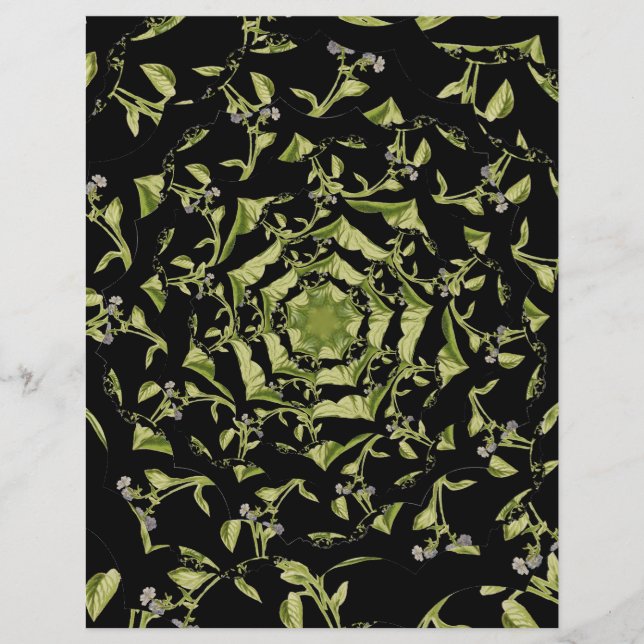Groen en zwart natuur fractal Scrapbook paper (Voorkant)